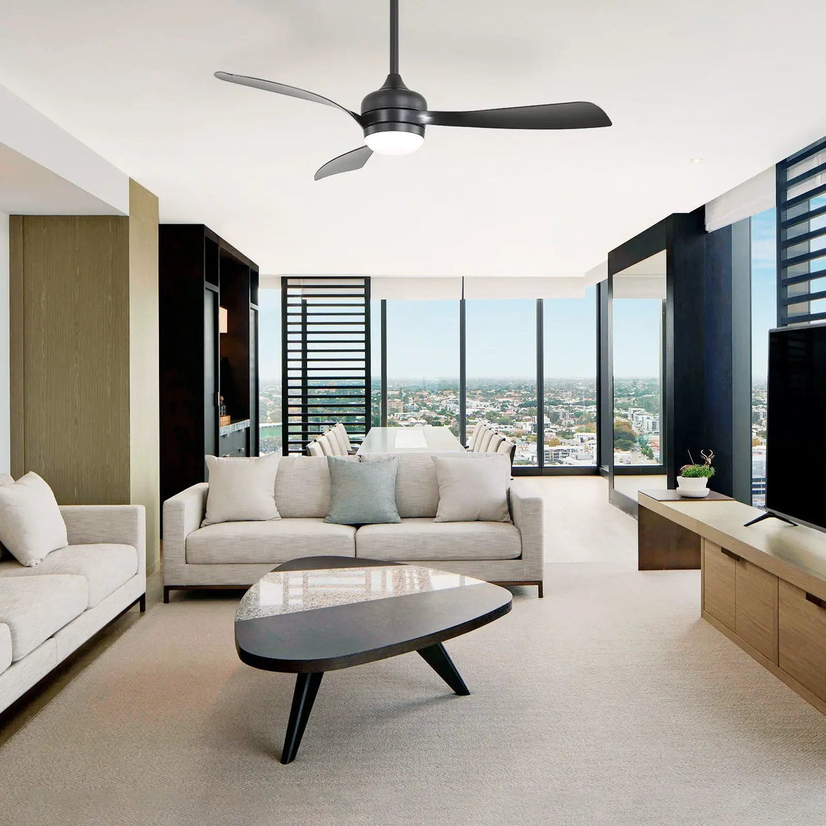 3-Blade Ceiling Fan | 52 Inch Span | Reversible DC Motor | Remote And 3 Downrods