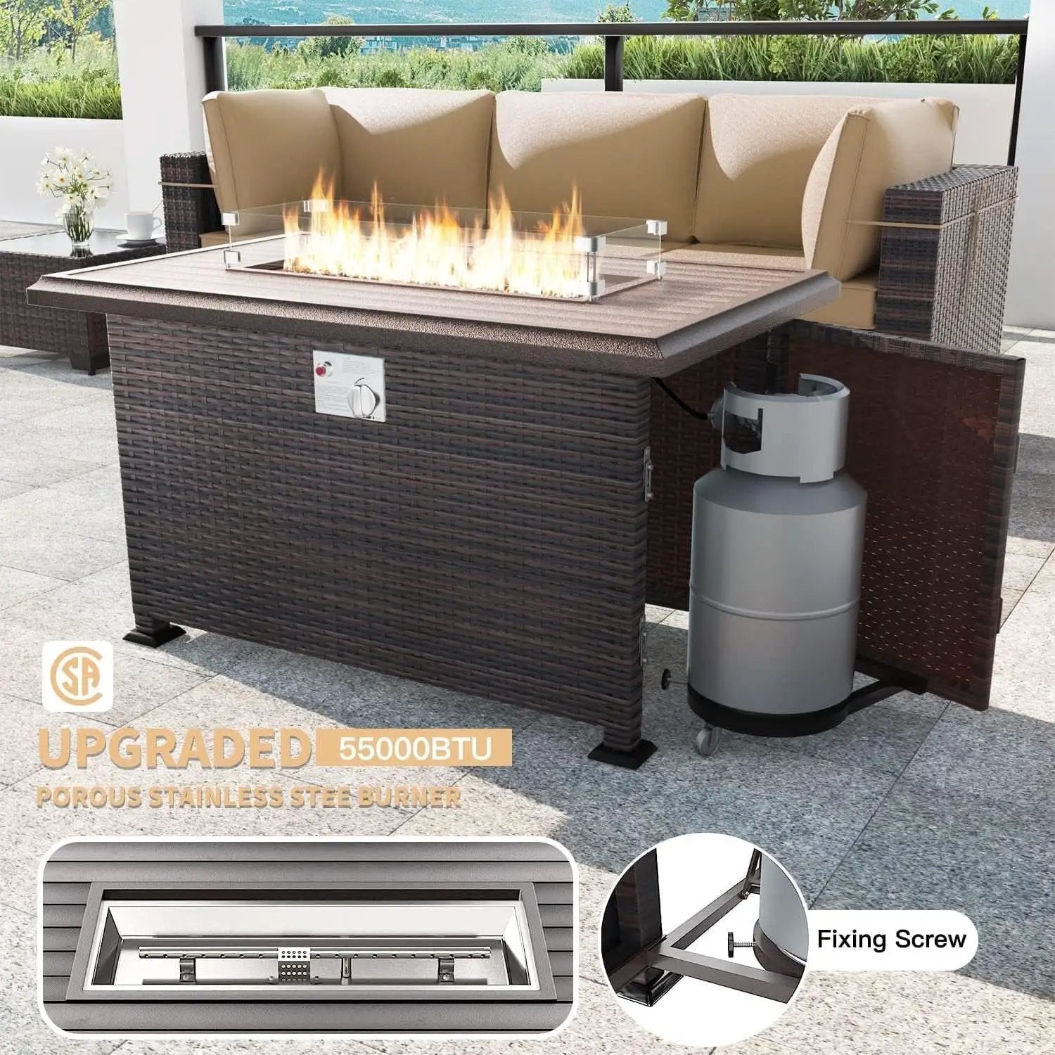 13 Piece Outdoor Patio Furniture Set with Fire Pit from PriceLows™