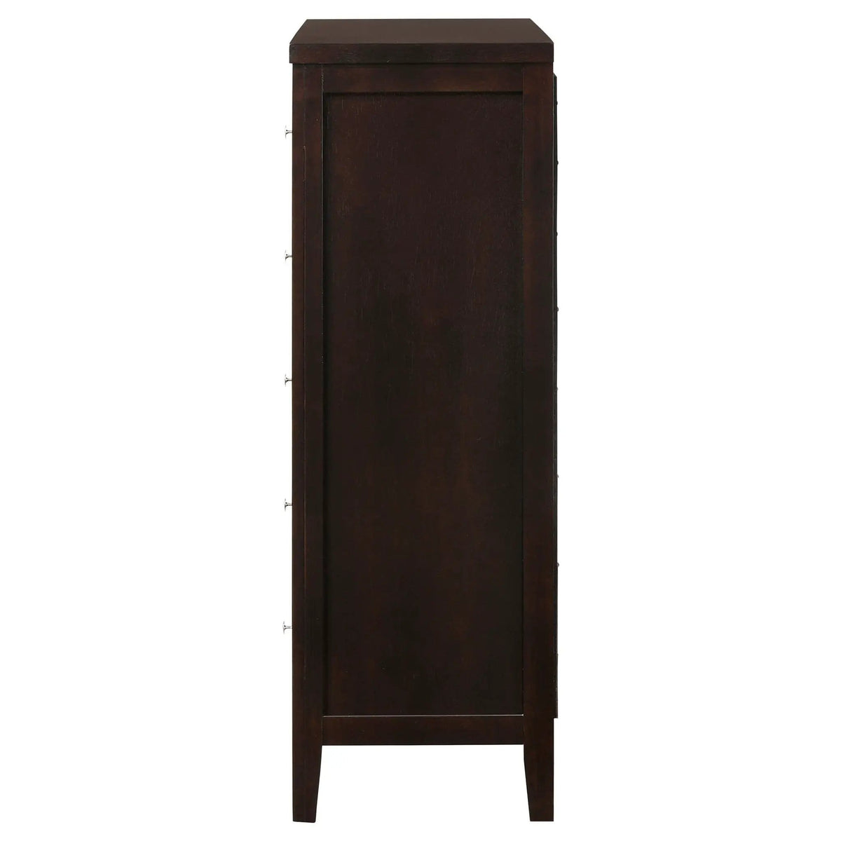 Carlton 5-drawer Bedroom Chest | 29.75 x 15.25 x 48.25 in | Rubberwood & Engineered Wood | Cappuccino
