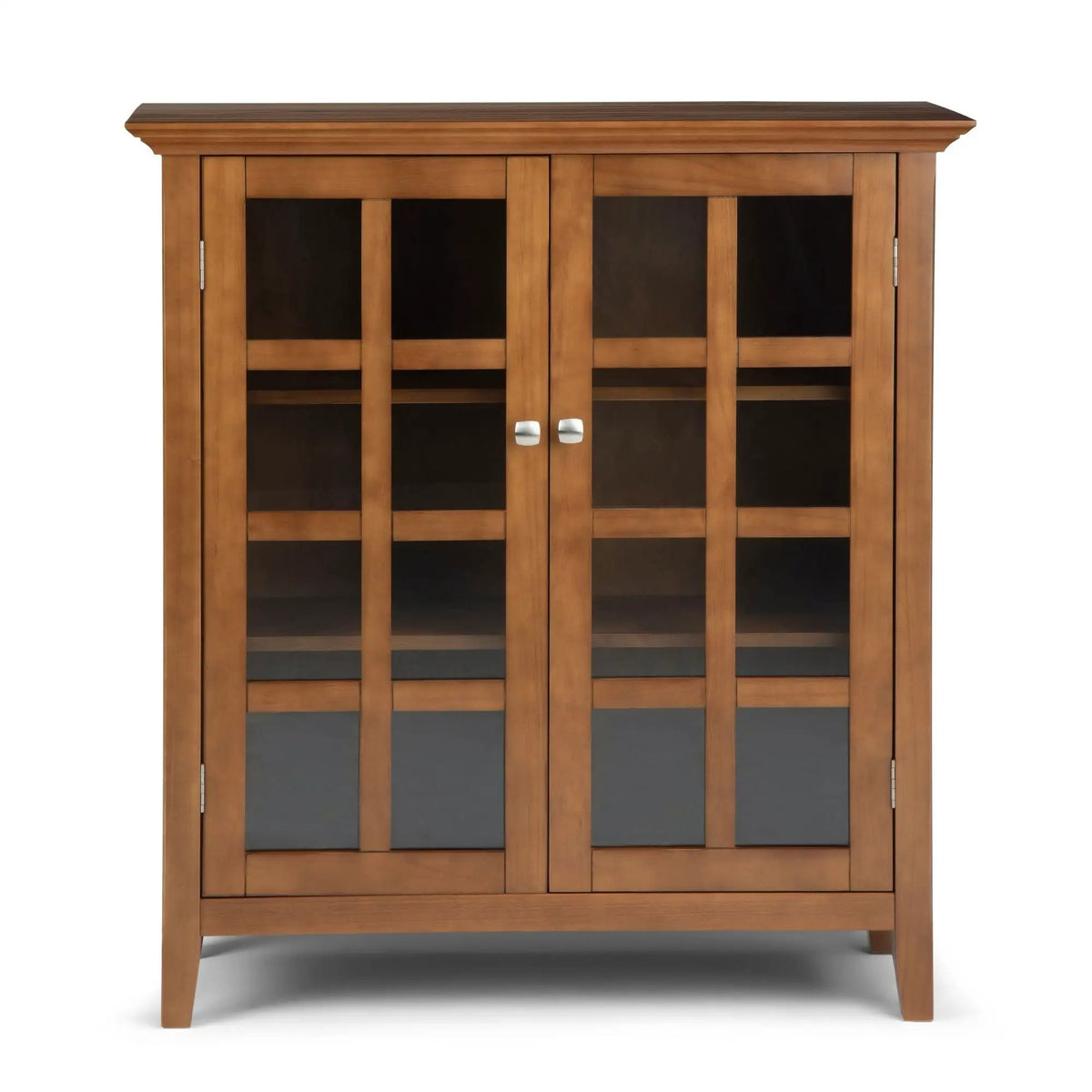 Acadian Storage Cabinet | Medium Handcrafted Solid Wood | Two Glass Doors | Two Adjustable Shelves