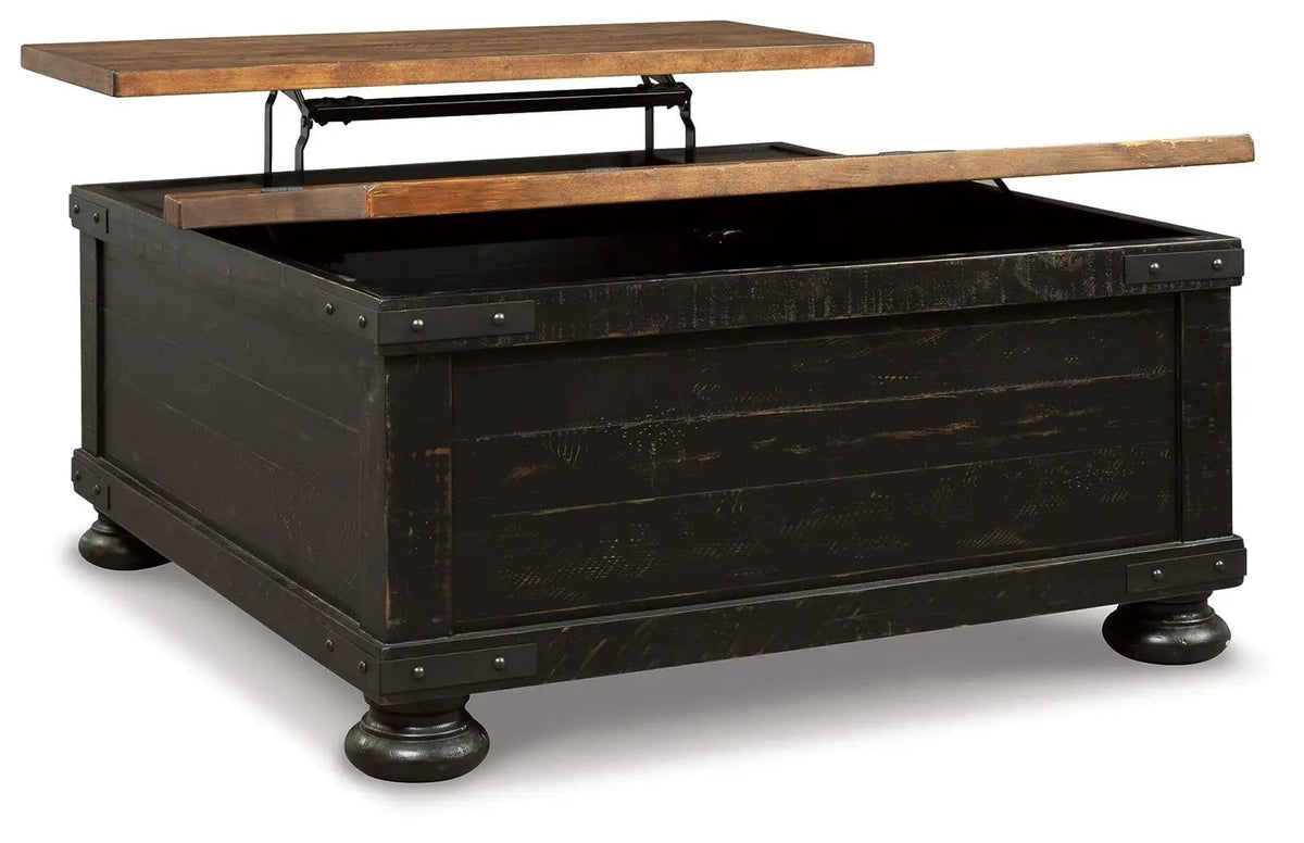Valebeck Lift Top Cocktail Table | 36 x 36 x 18 in | Engineered Wood | Black / Brown
