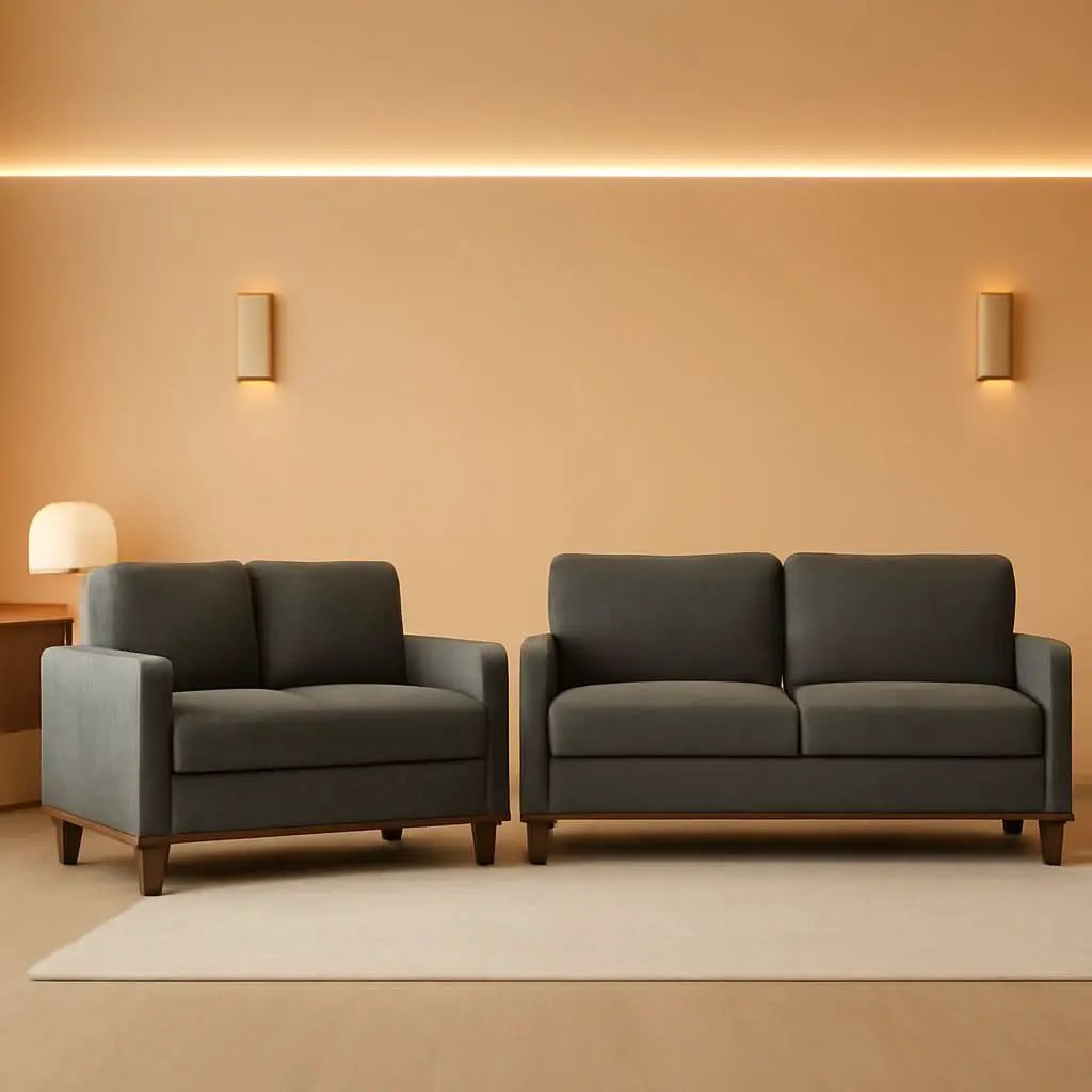 Miles 2 Piece Couch And Loveseat Set With Reversible Pillows Grey from PriceLows™