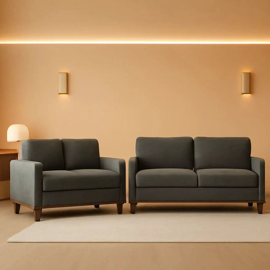 Miles 2 Piece Couch And Loveseat Set With Reversible Pillows Grey from PriceLows™