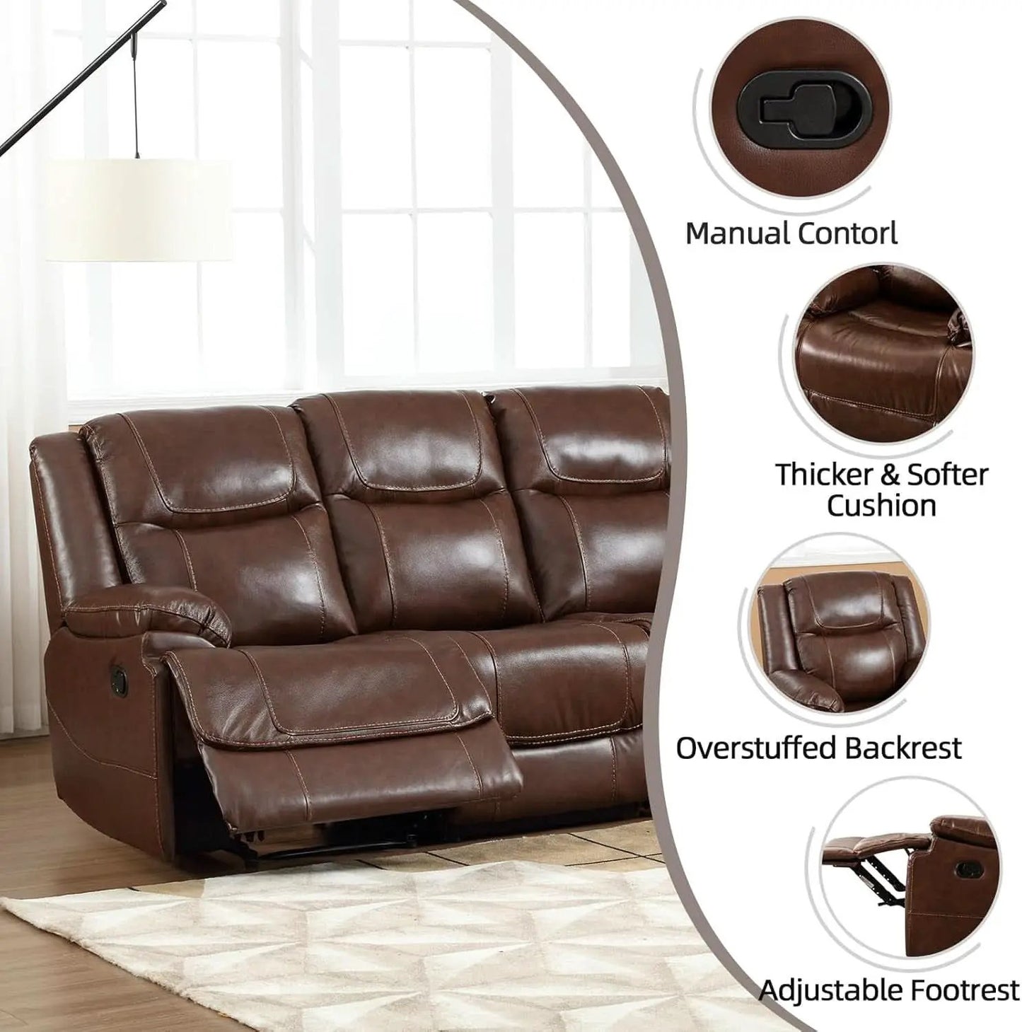 Manual Recliner Sofa Set Brown Living Room Collection from PriceLows™