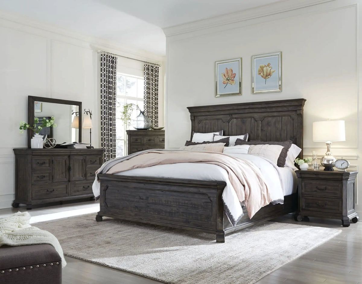 Bellamy Drawer Nightstand | 18 x 30 x 28 in | Veneer | Peppercorn