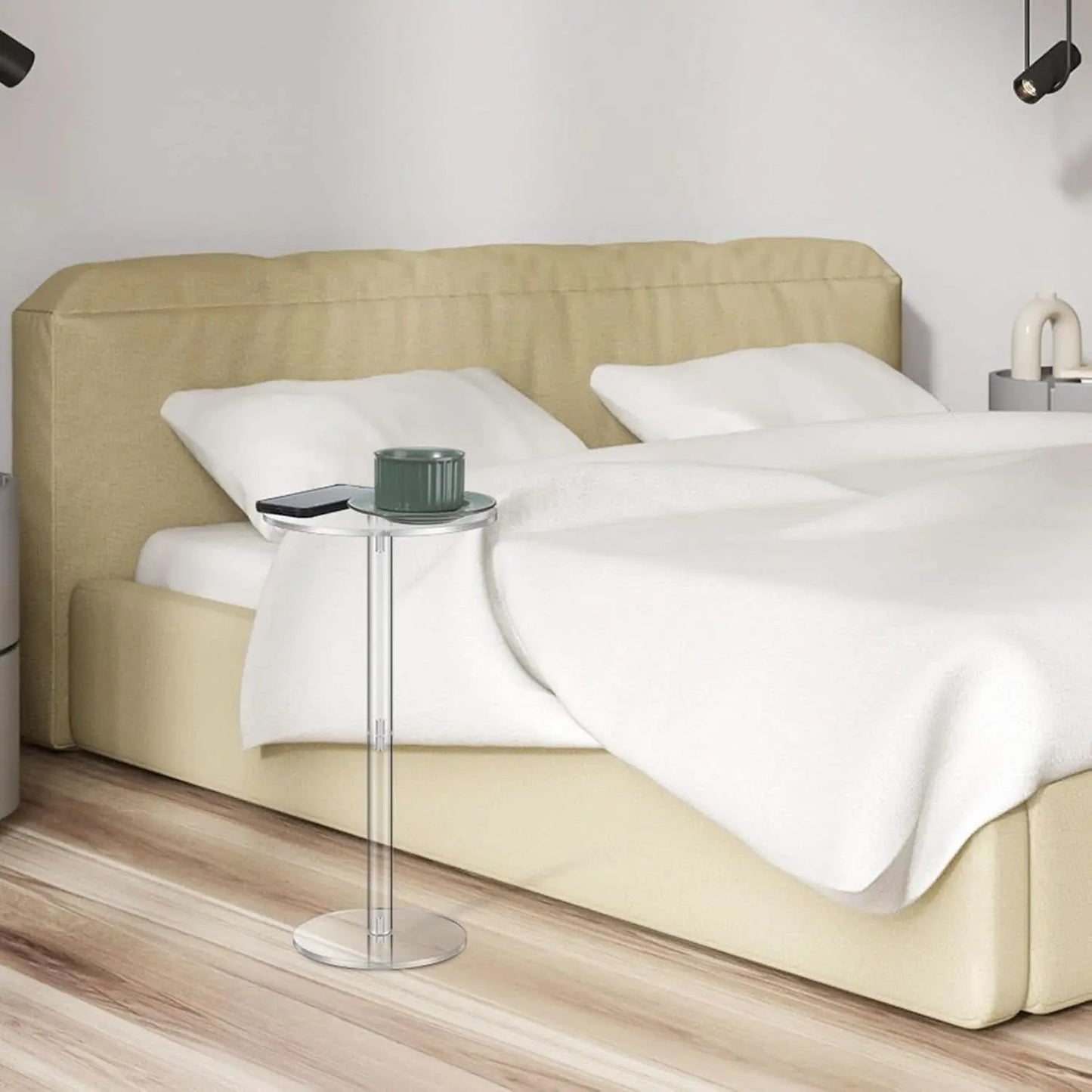 Two Piece Acrylic Side Tables Clear 10x10x24.2Inches from PriceLows™