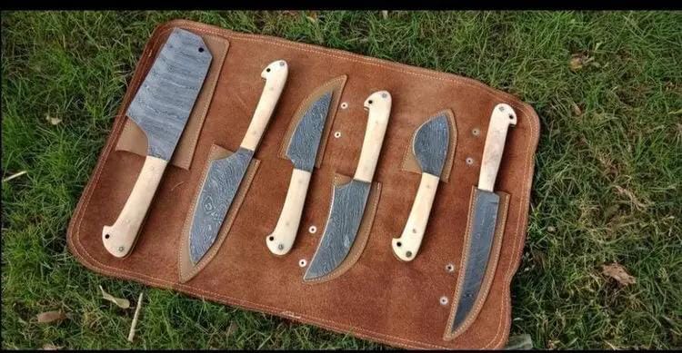 DAMASCUS STEEL OUTDOOR KITCHEN KNIVES SET | 7.5 Inch | Damascus Steel | Outdoor Living