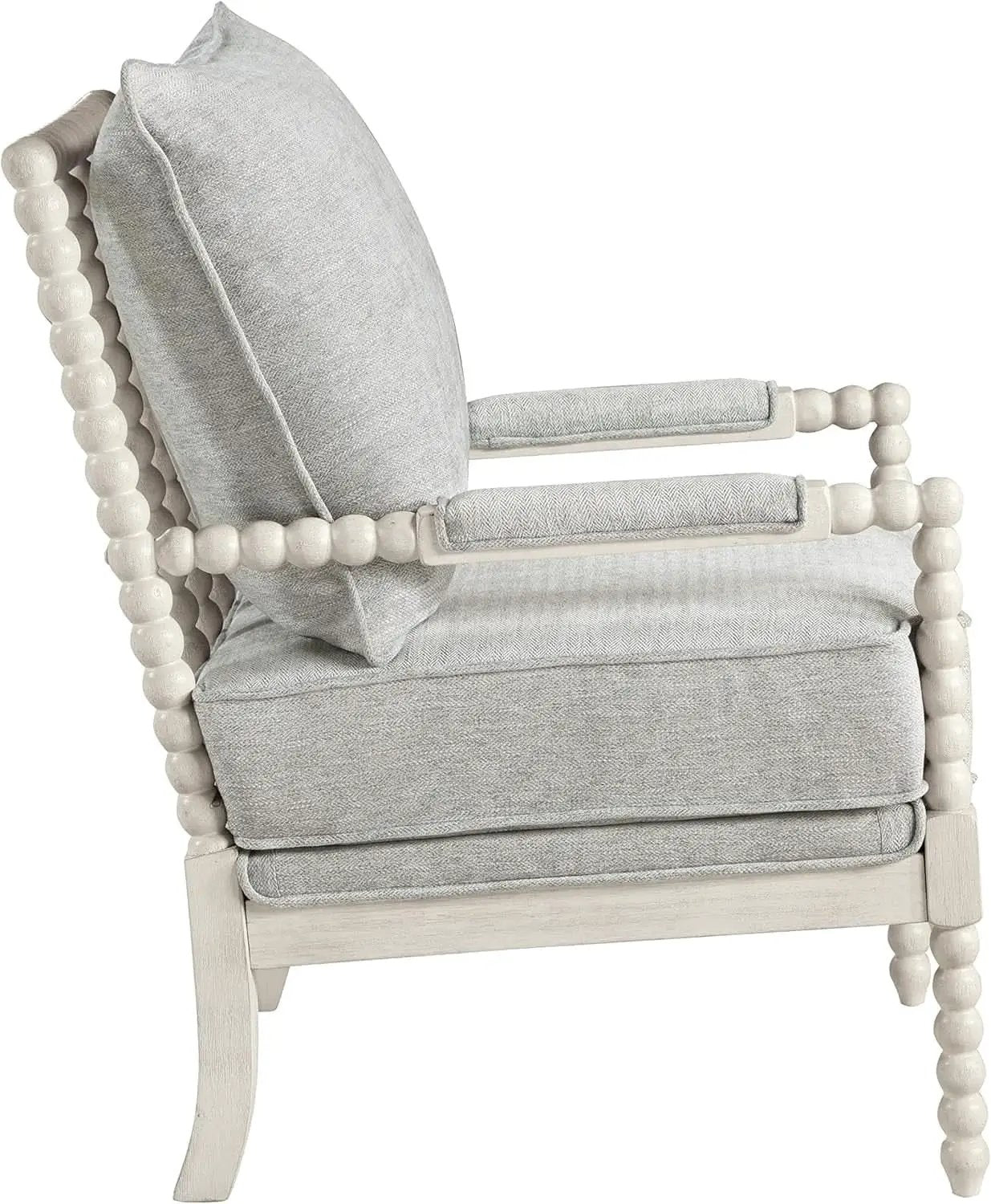 Spindle Accent Chair Smoke Grey Textured Upholstery from PriceLows™