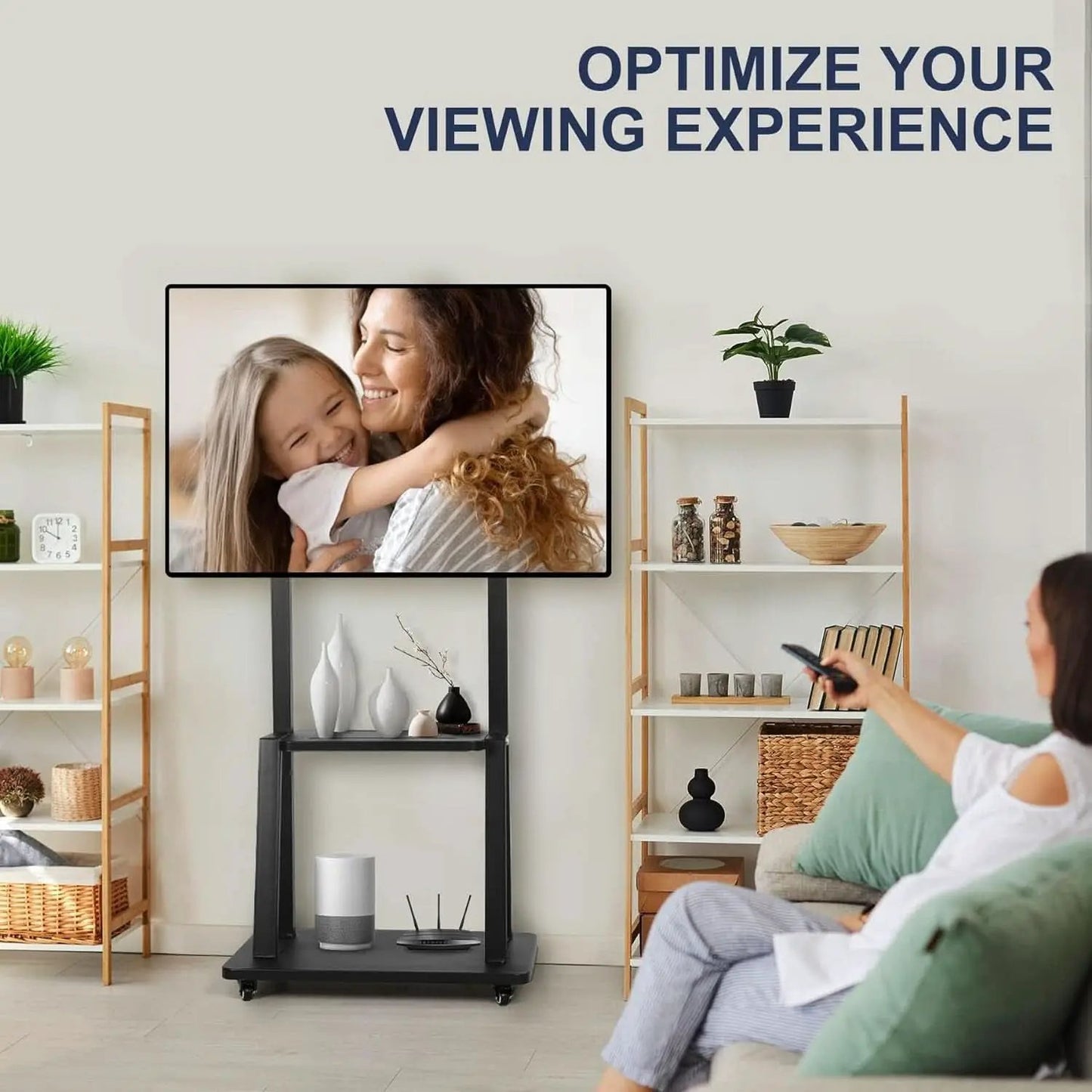 Height Adjustable Rolling TV Stand for 32-75 Inch TVs from PriceLows™
