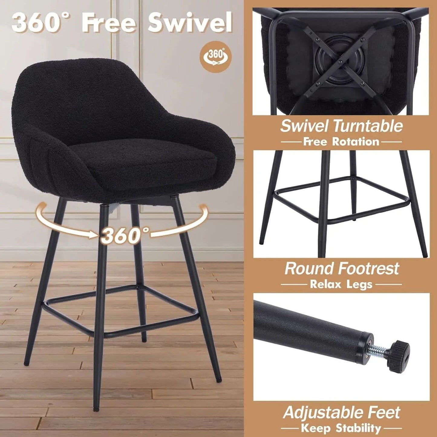 Modern Swivel Bar Stools Set of Two Comfortable Design from PriceLows™
