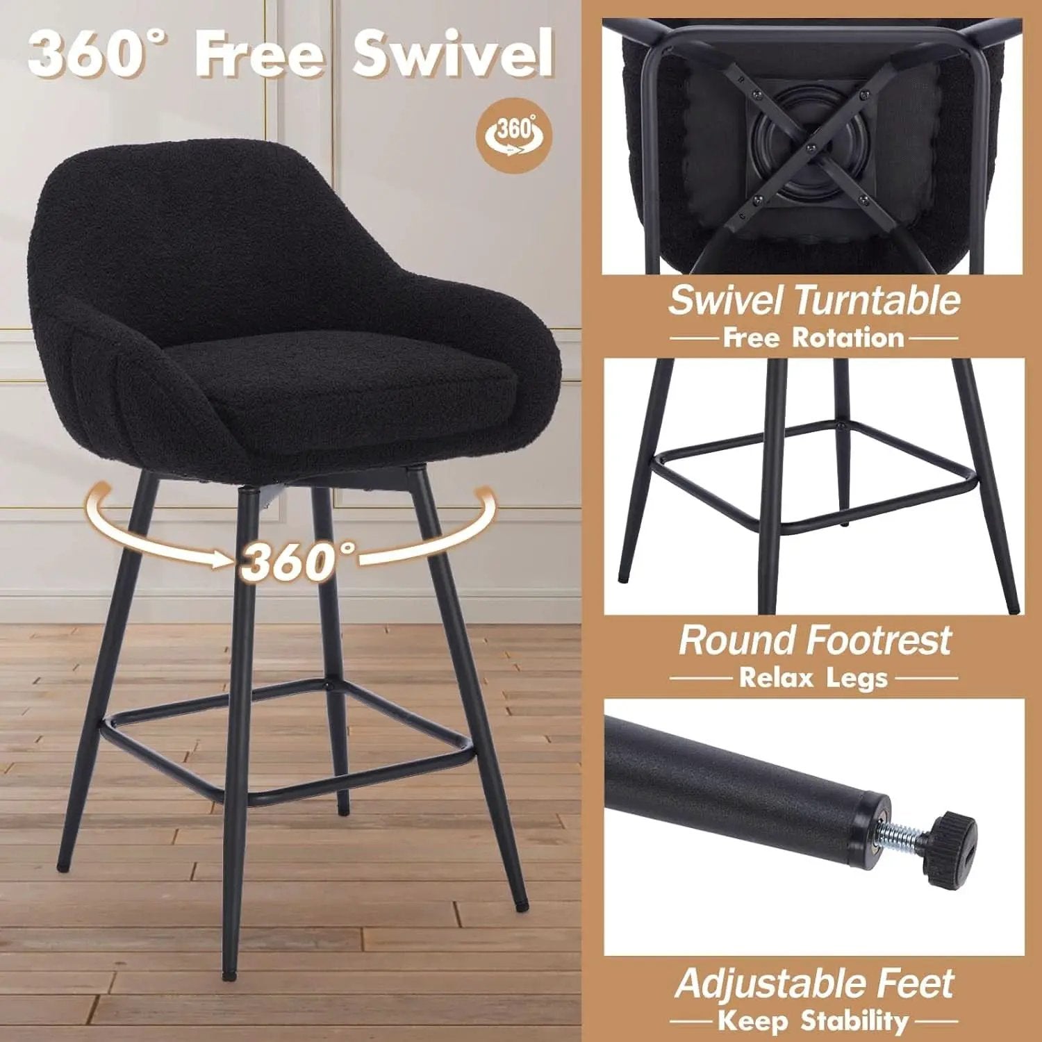 Modern Swivel Bar Stools Set of Two Comfortable Design from PriceLows™