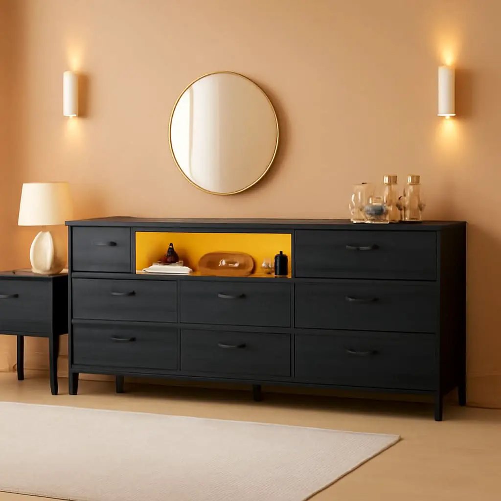 Black Dresser With 75 Inch TV Stand For Living Room from PriceLows™