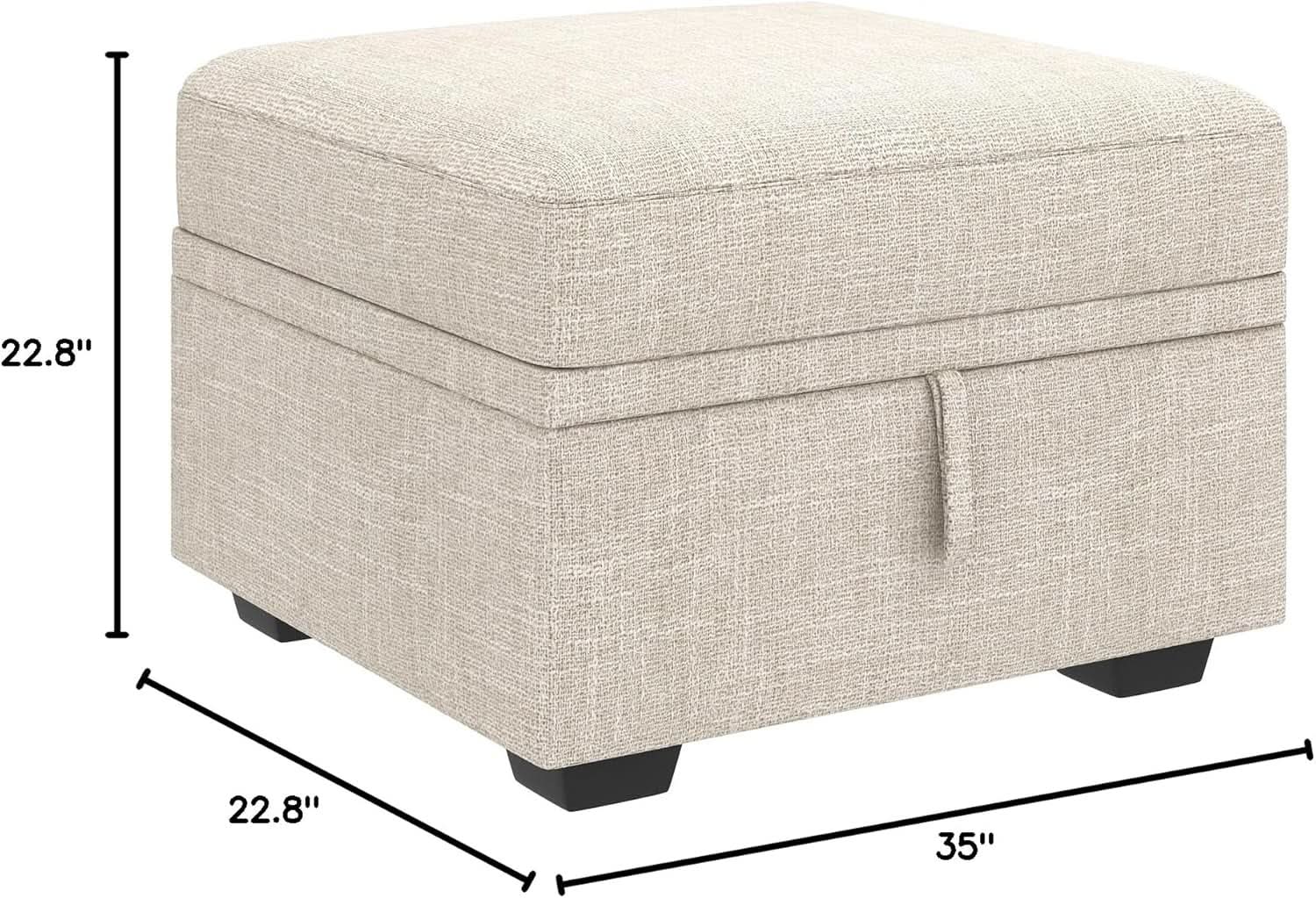 Beige Textured Storage Ottoman For Sectional Sleeper from PriceLows™