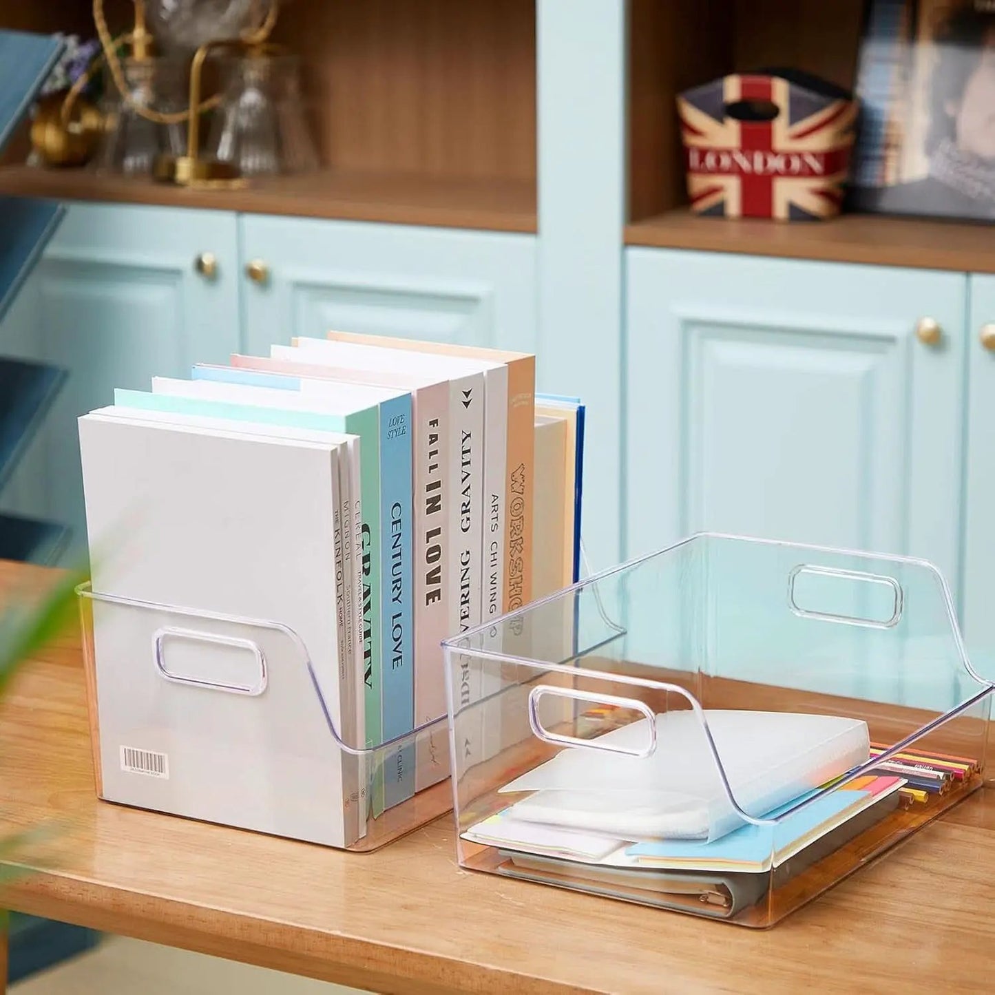 4 Pack Clear Large Book Display Case 13 X 8.5 X 5.9 Inch Stackable With Handle from PriceLows™