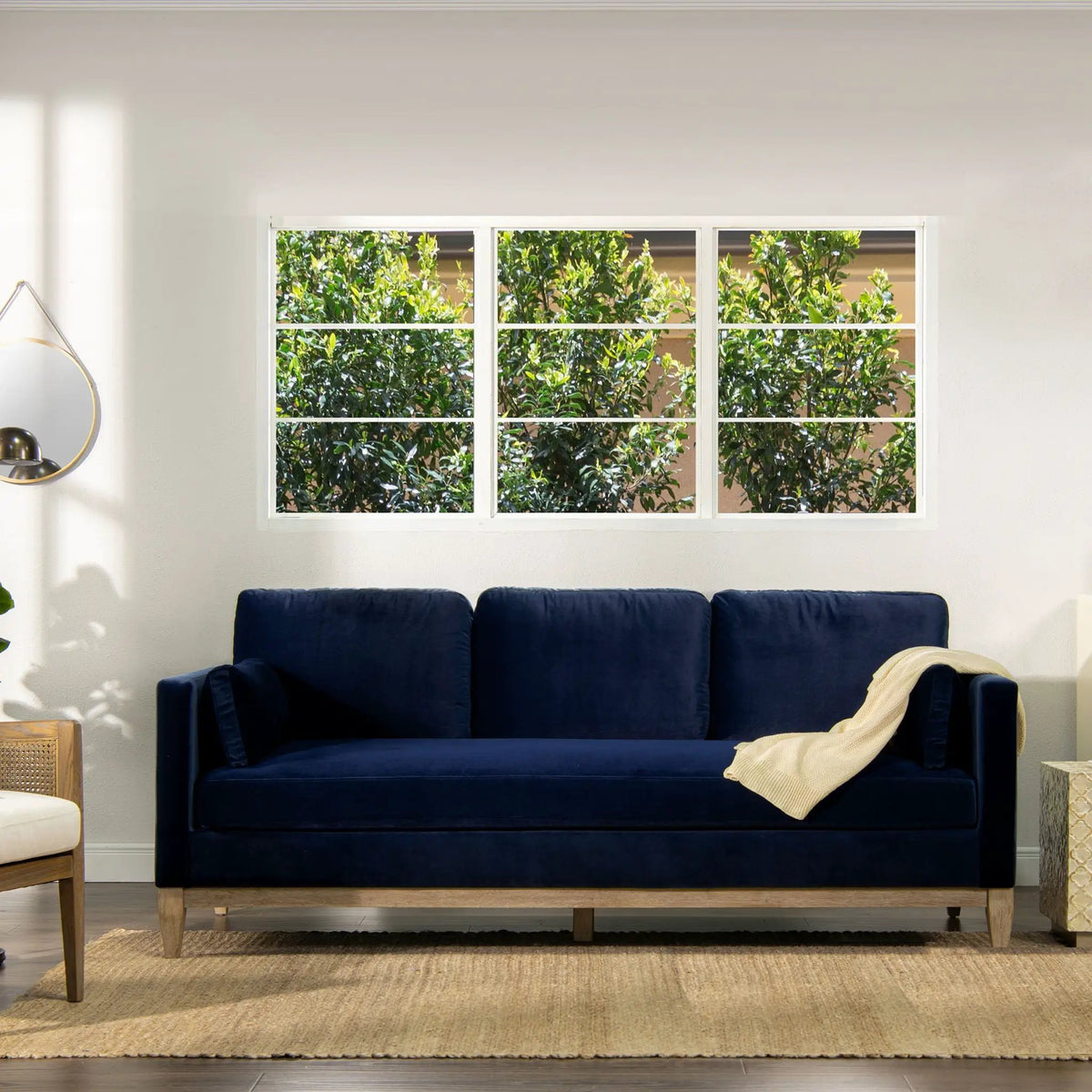 Knox Modern Farmhouse Sofa | Feather-Down Wrapped Cushions | Reversible Cushions | 84 Inch Length