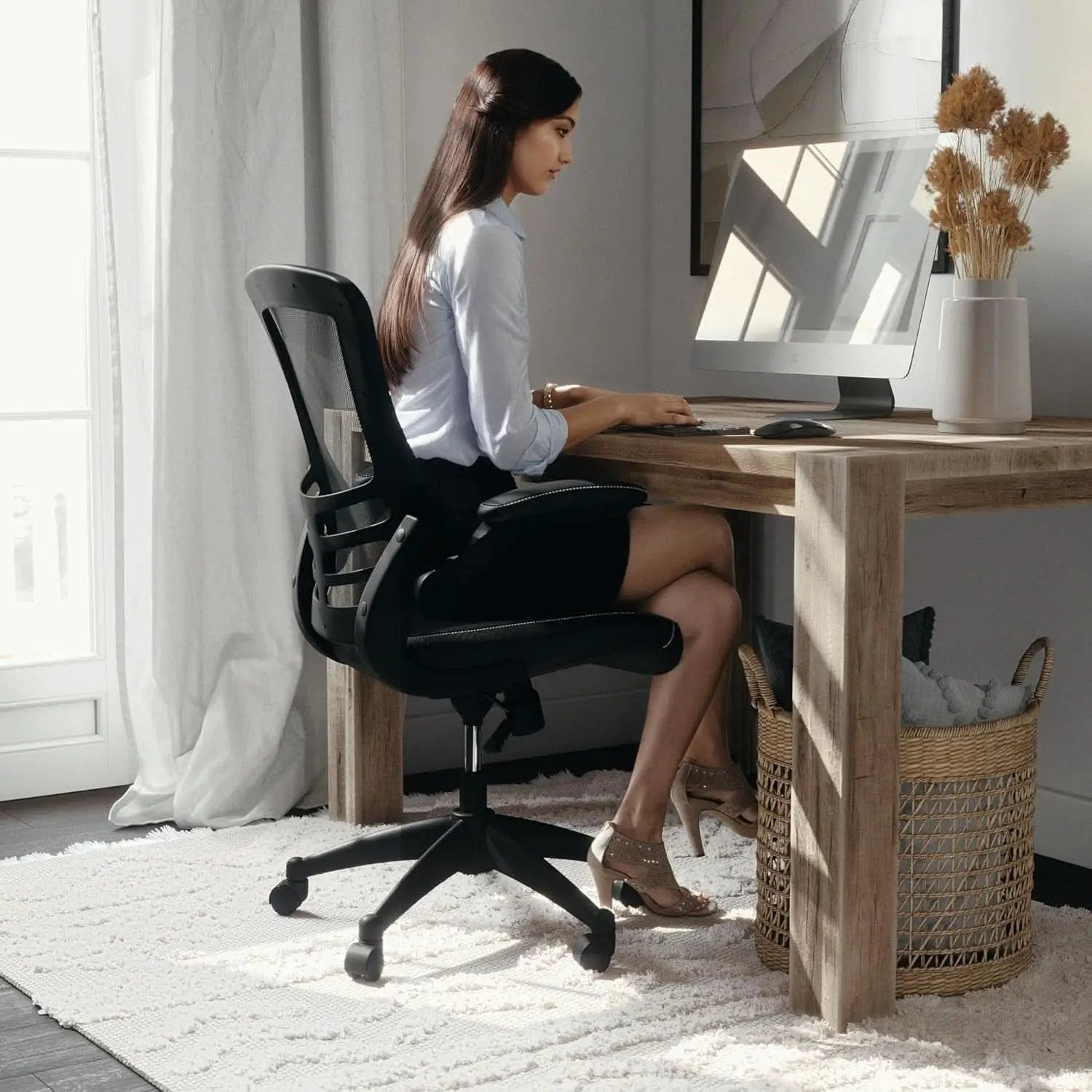 Kelista Mid-Back Ergonomic Office Chair With Adjustable Height, Black from PriceLows™