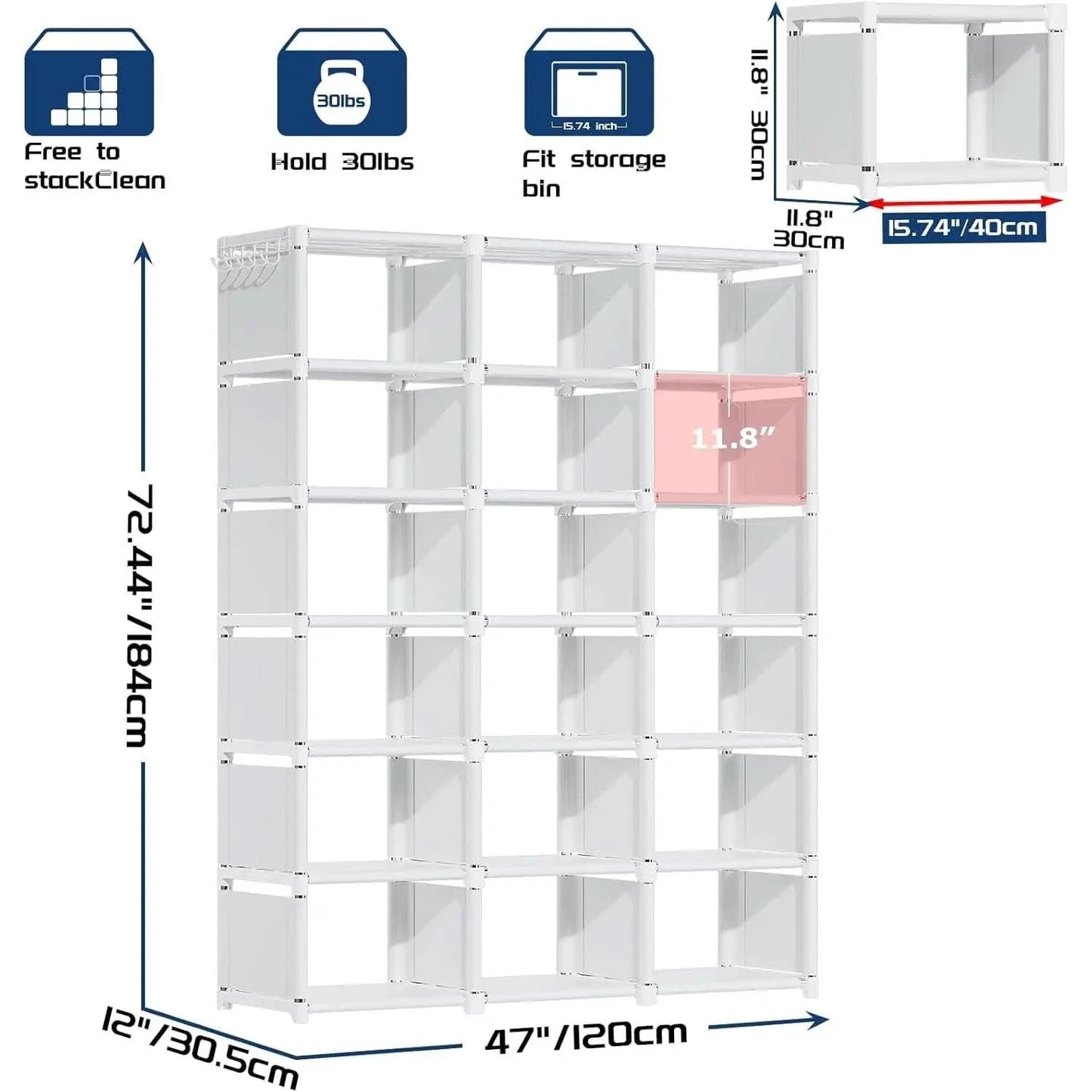 18 Cube Black Bookcase Storage Organizer Tall Metal from PriceLows™