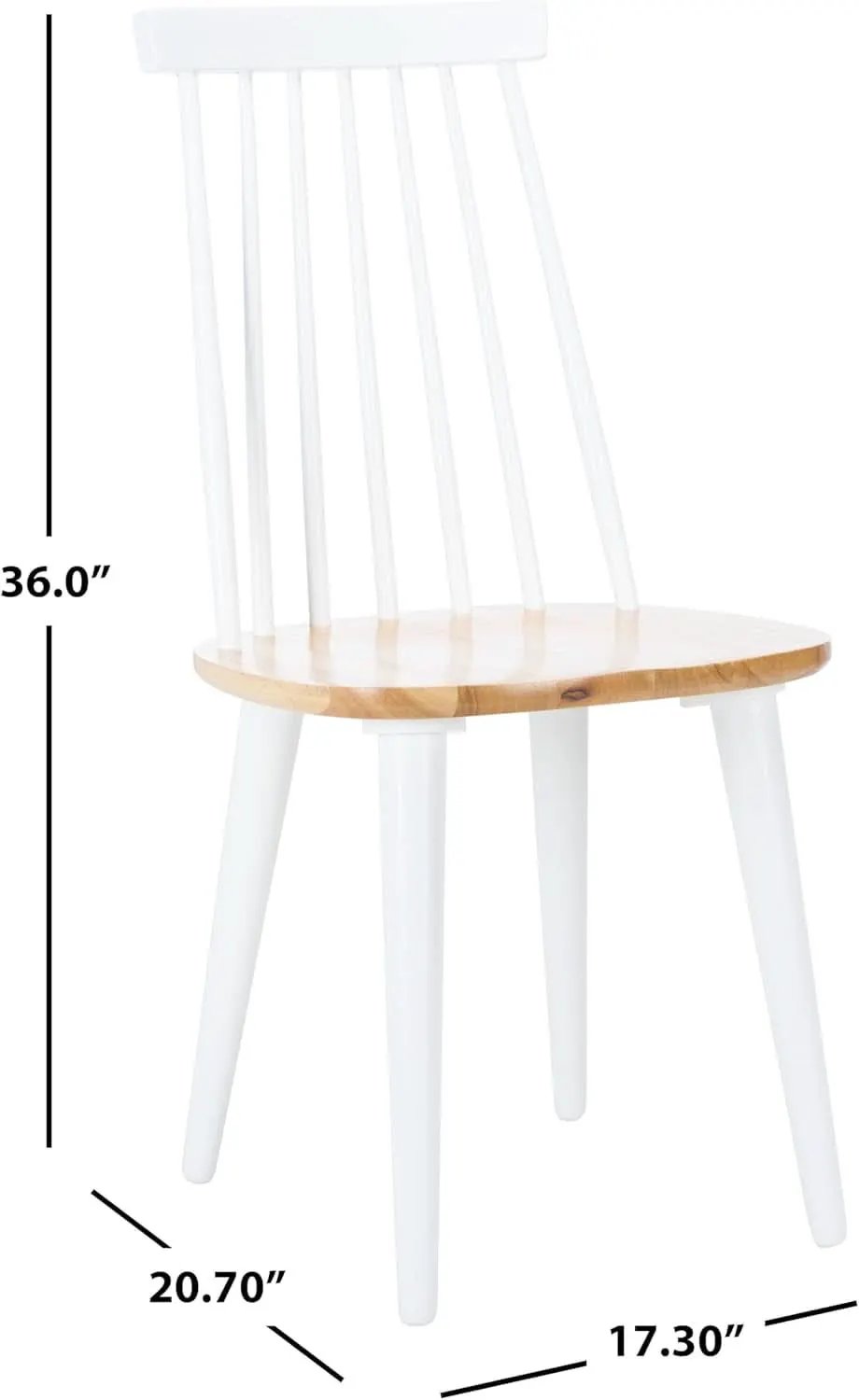 Farmhouse Spindle Back Side Chair White Natural Dining Room from PriceLows™
