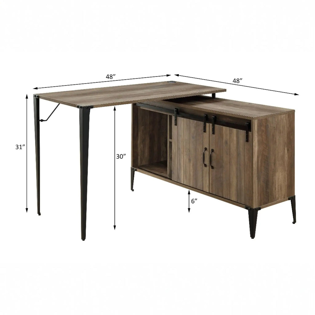 Zakwani Writing Desk | 48 Inch Width | Wood Finish | Sliding Barn Door Storage