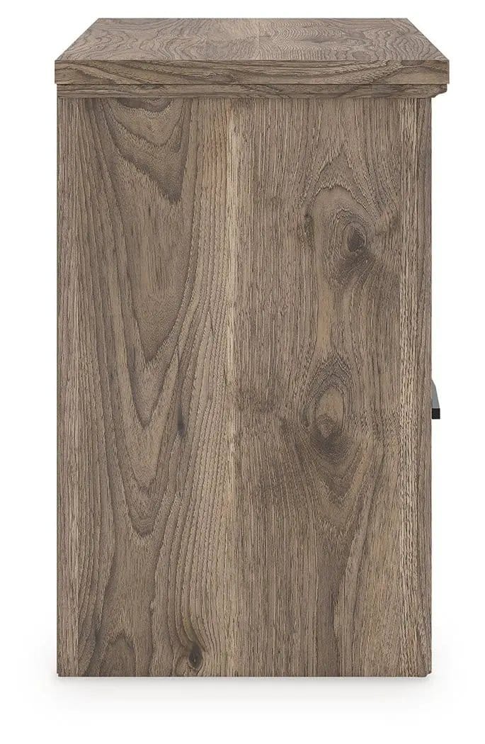 Rusticott Two Drawer Night Stand Nightstands w/ Charging Station | 26.1 x 16.06 x 25.35 in | Engineered Wood & Linen | Brown