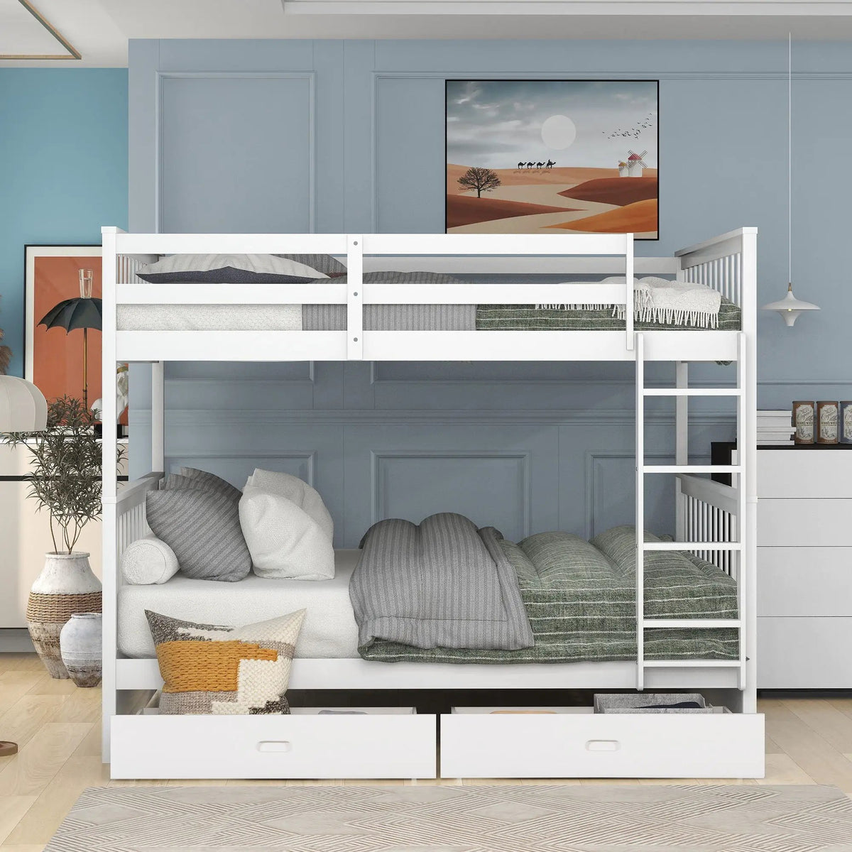 Bunk Bed With Ladders | 2 Storage Drawers | Space-Saving Design | Sleepover Ready