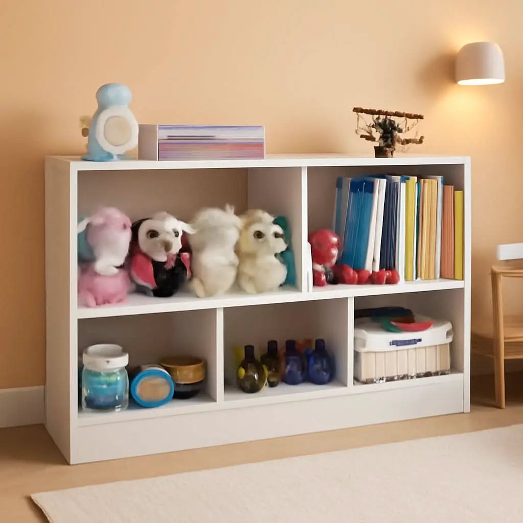 Wooden Toy Organizer and Bookshelf 5 Section Kid Storage from PriceLows™