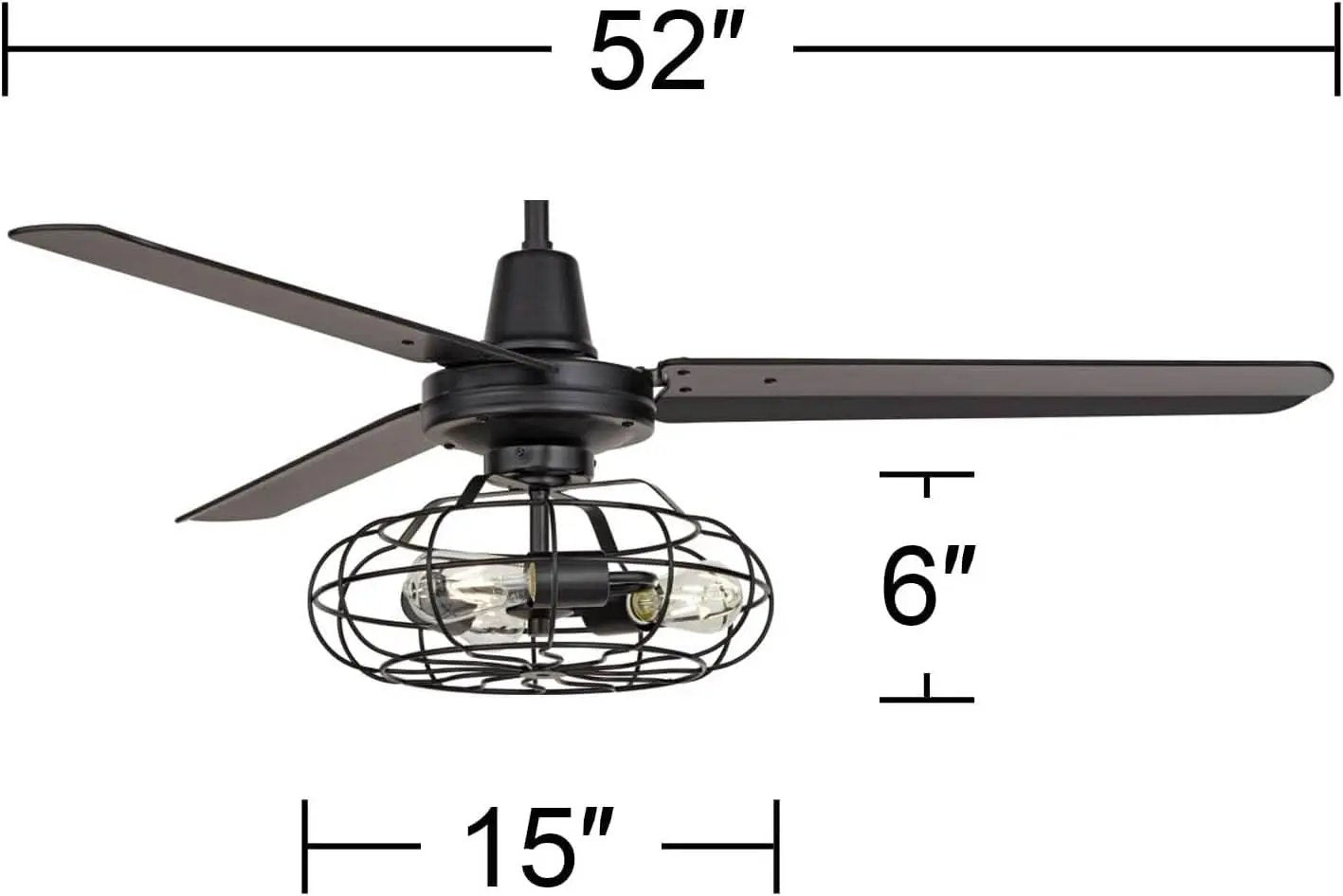 Matte Black Ceiling Fan 52 Inch With Integrated LED Remote from PriceLows™