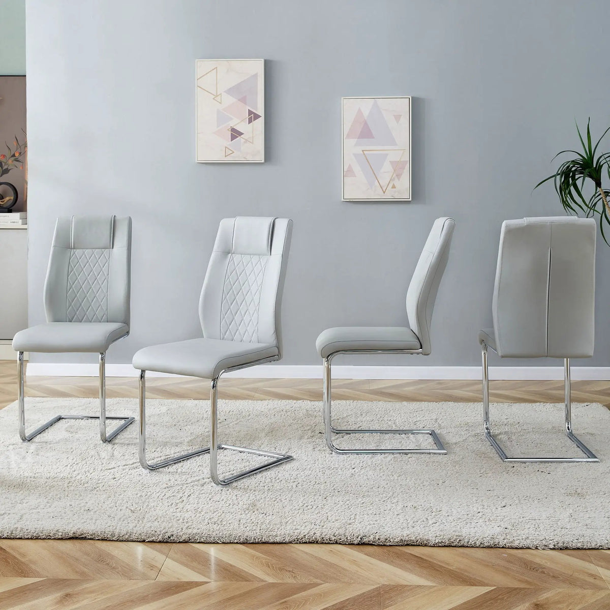 Modern Dining Chairs | Padded Seat | Metal Legs | Anti-Slip Footpads