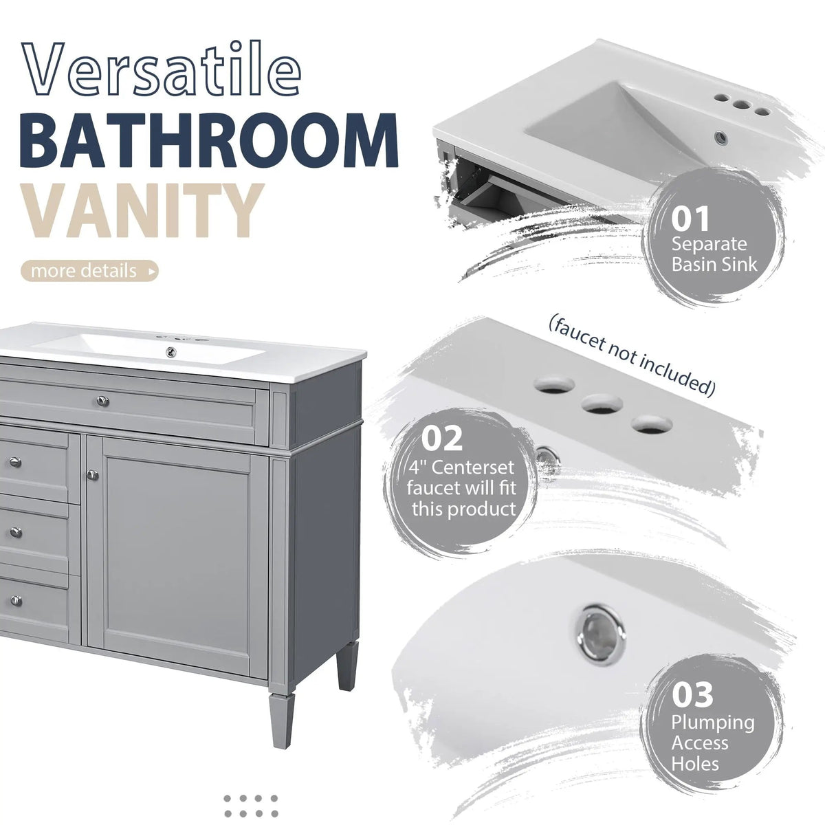 Bathroom Vanity With Mirror Cabinet | Single Sink | Soft Close Doors And Drawers