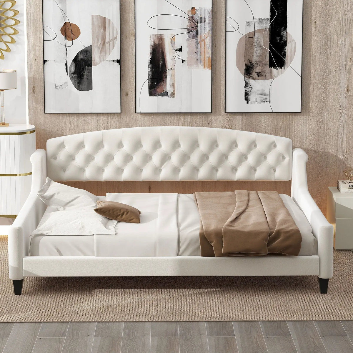 Tufted Button Daybed | Modern Design | Reinforced Slats | Solid Legs