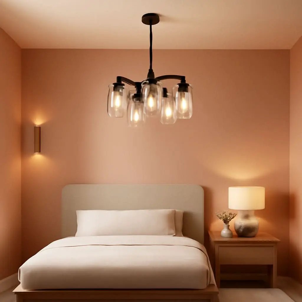 Six Light Black Farmhouse Chandelier With Adjustable Height from PriceLows™