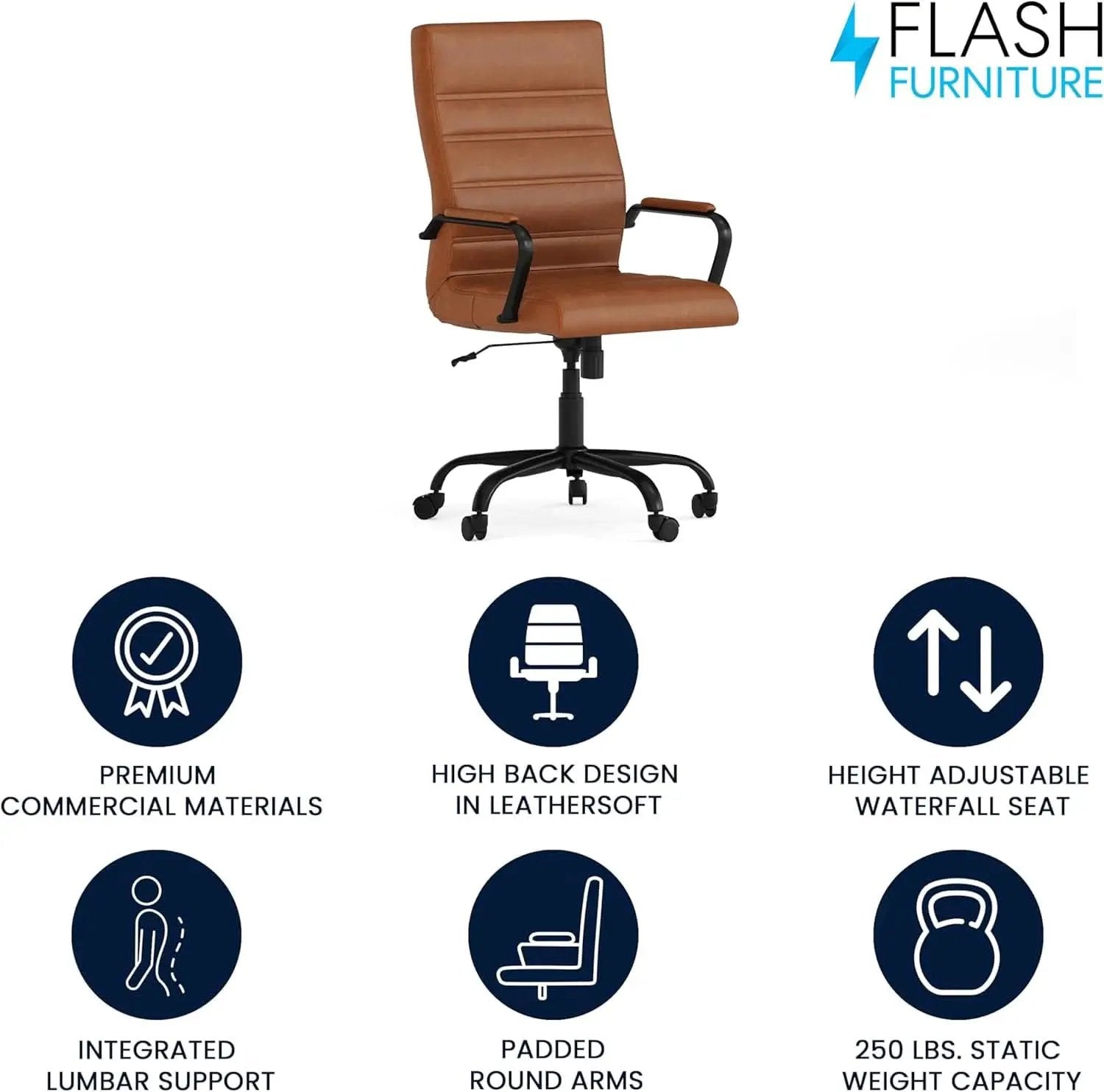Whitney High Back Leathersoft Desk Chair Adjustable Height from PriceLows™