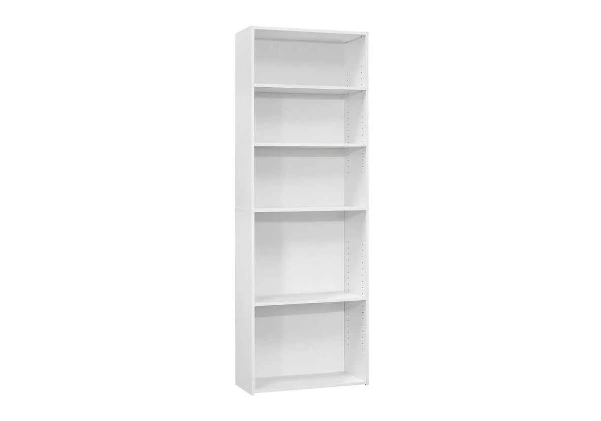 6 Tier Bookshelf | Transitional Style | 3 Adjustable Shelves | 71.25 Inch Height