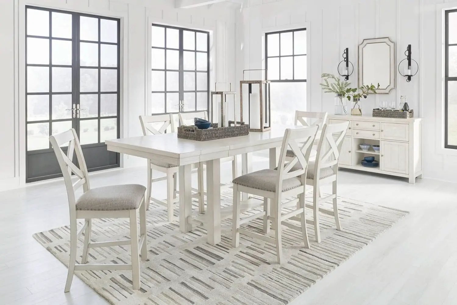 Robbinsdale White Counter Height Bar Stool Set of 2 from PriceLows™