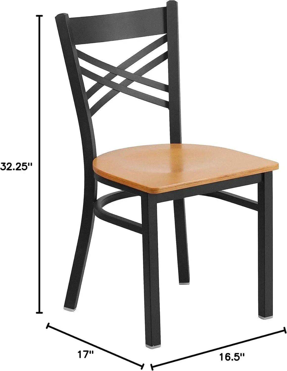 Two Pack Hercules Series Black X Back Metal Dining Chairs With Natural Wood Seats from PriceLows™