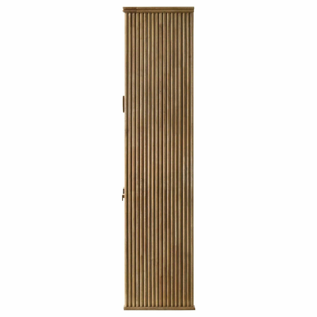 Adina 77-inch Tall Display Cabinet Distressed Light | 35 x 17.75 x 76.5 in | Rubberwood & Engineered Wood | Brown