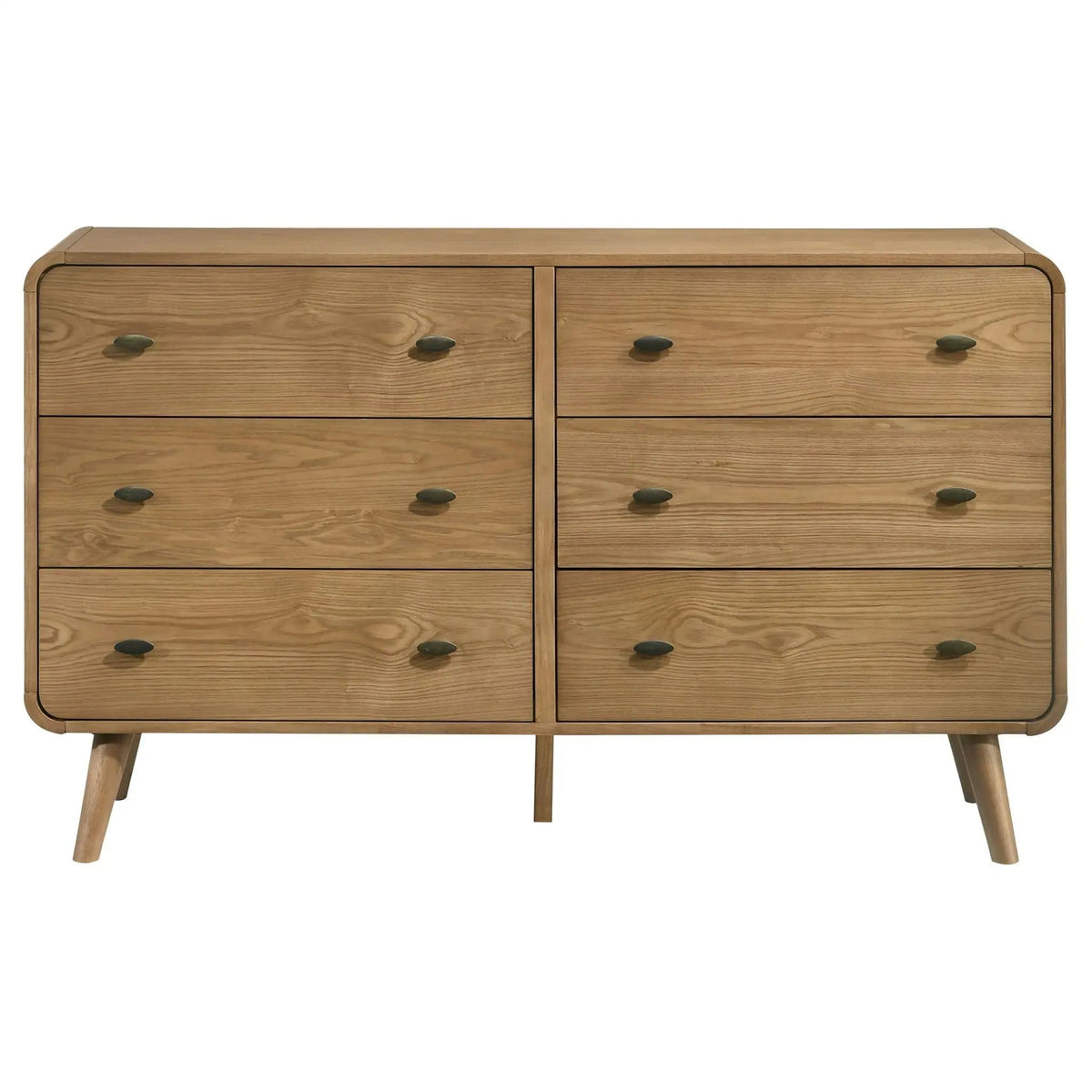 Robyn 6-drawer Bedroom Dresser Light Ash | 61 x 17 x 36.5 in | Rubberwood & Engineered Wood | Bedroom