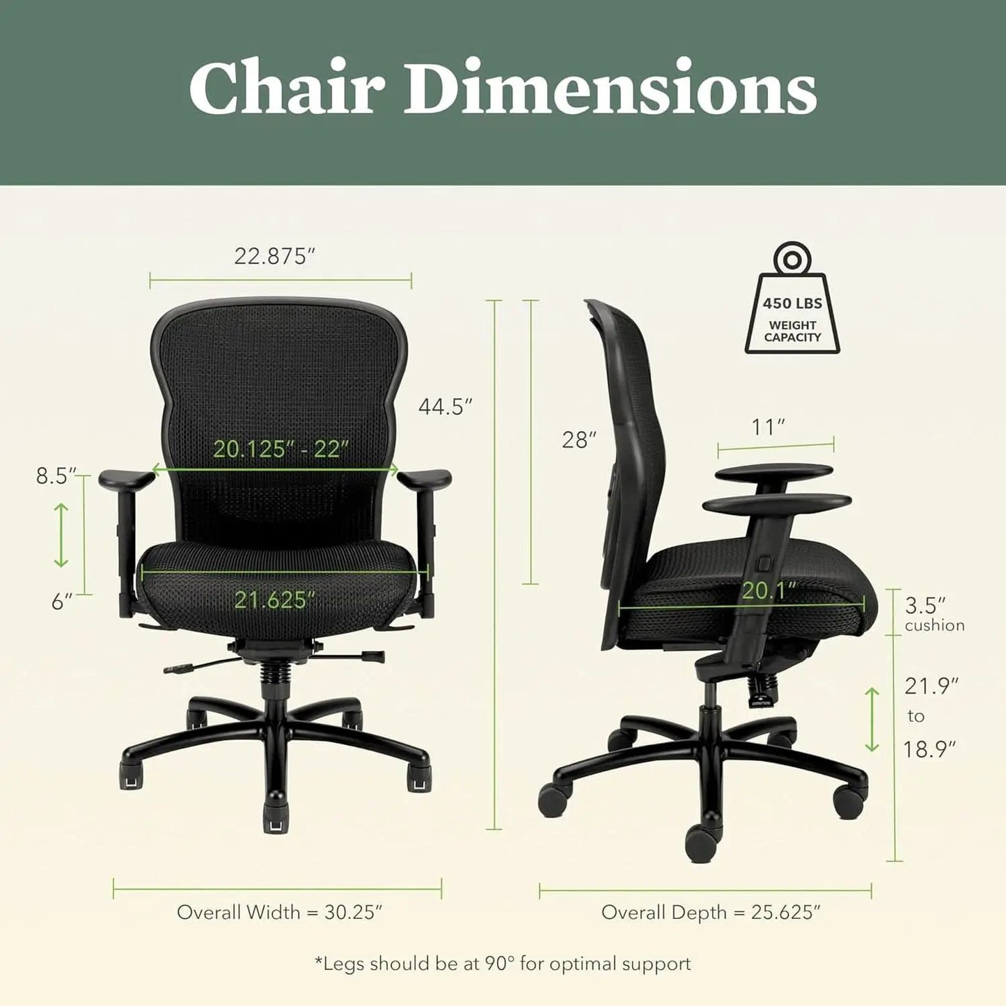 Wave Big And Tall Office Chair 450 Lb Capacity Ergonomic from PriceLows™