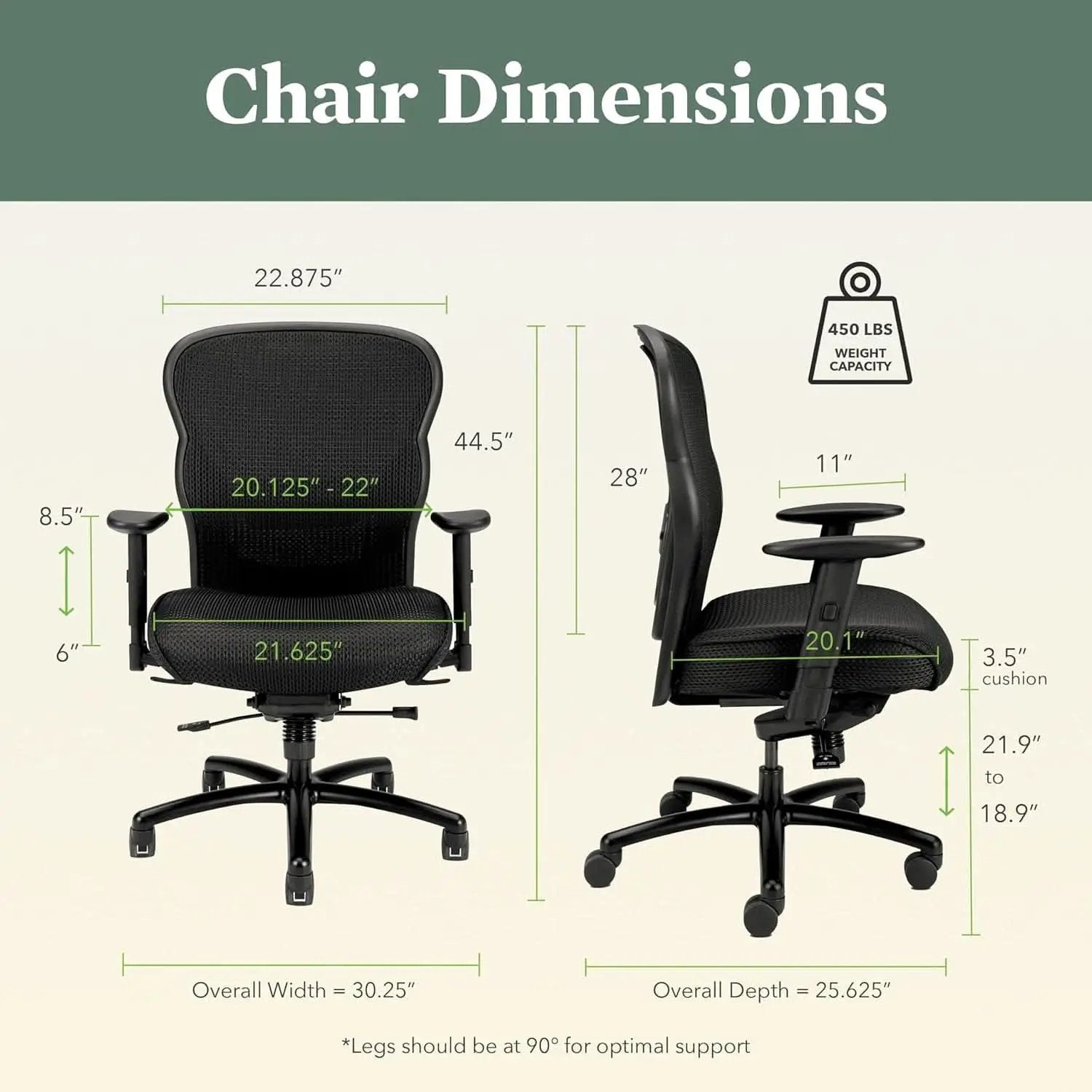Wave Big And Tall Office Chair 450 Lb Capacity Ergonomic from PriceLows™