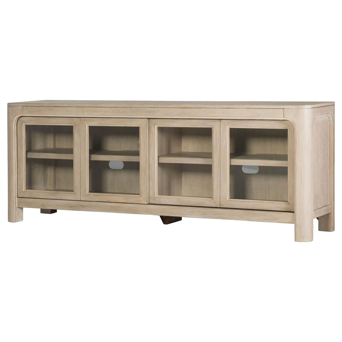 Solano 71-inch 2-door TV Stand Media Console Weathered Mango | 71 x 16.75 x 26.75 in | Engineered Wood & Glass | Living Room
