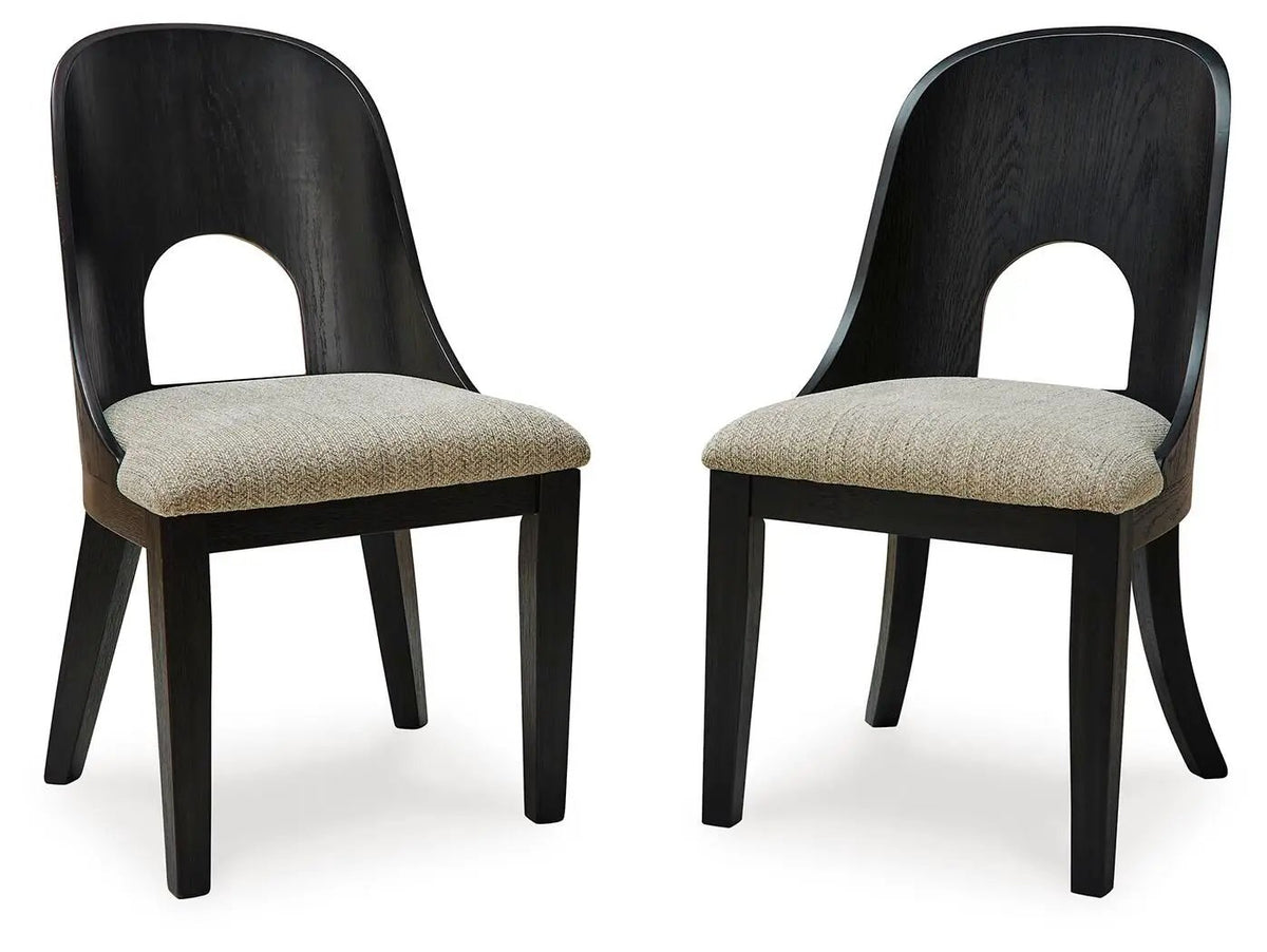 Rowanbeck Dining Side Chairs | Set Of 2 | Gray And Black | Upholstered Seats