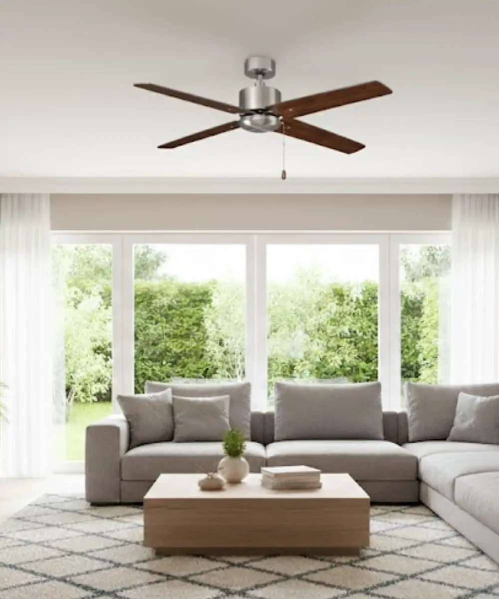 Ceiling Fan | 52 Inch | 4 Blade | Brushed Nickel Walnut