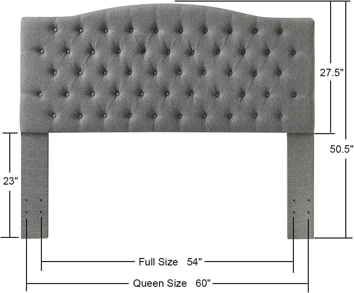 Elegant Linen Tufted Button Queen Headboard for Comfort from PriceLows™