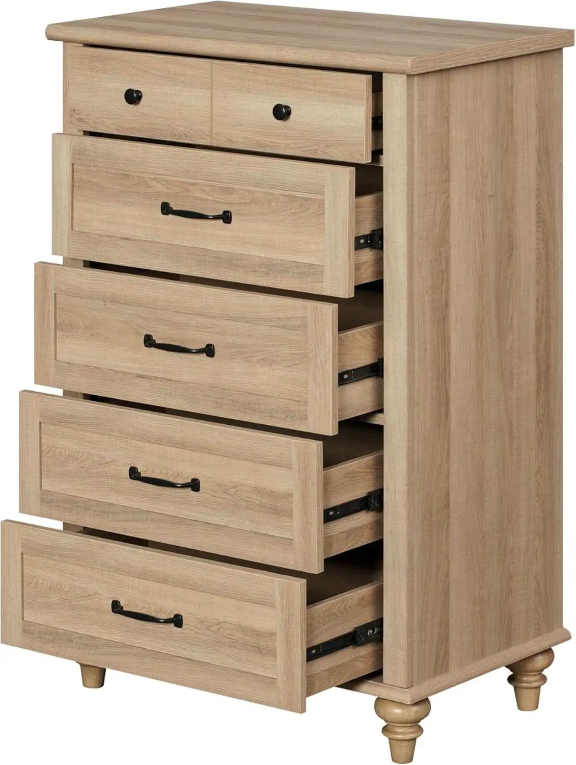 Oak Midcentury Dresser Five Drawers Storage Organizer from PriceLows™