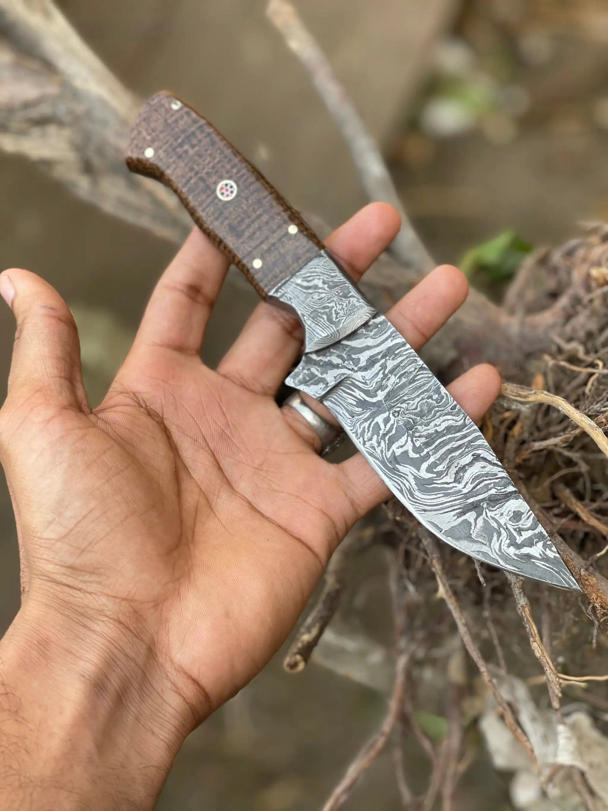 Damascus Bushcraft Knife Hunting, Camping, Survival, Collectors Knife. Groomsmen | Hunting & Survival Knife | Home Use | Home