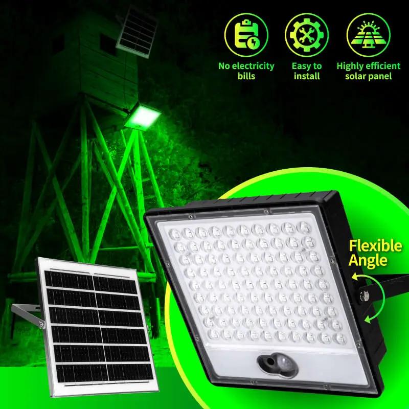 Solar Hunting Floodlight | Green Motion Sensor | IP65 Rated | 15 Ft Cable