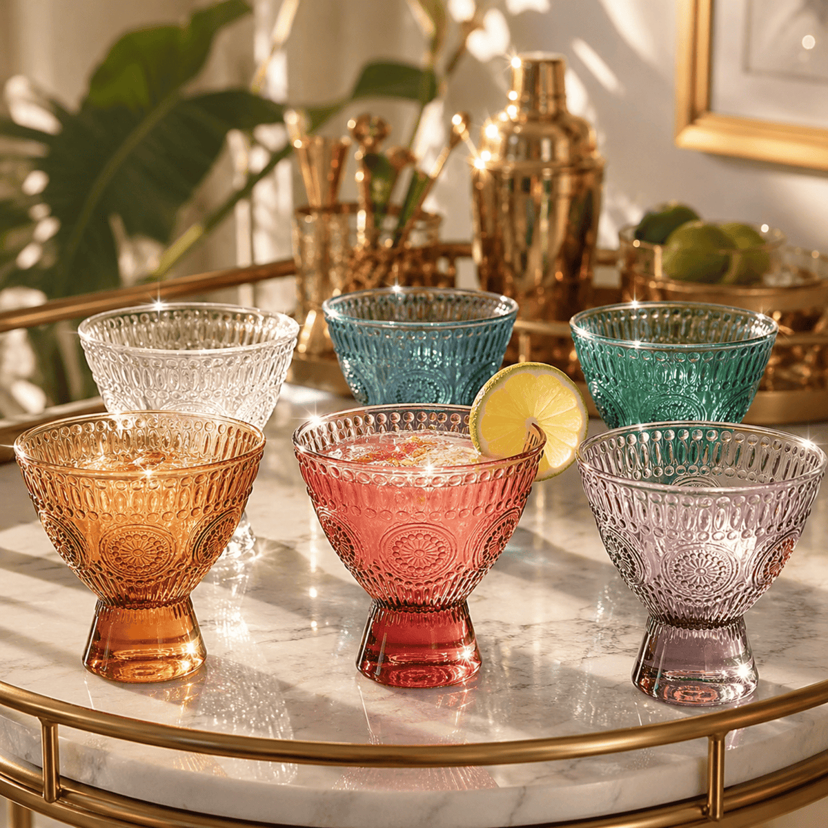 Tonal Hobnail Martini Glassware | 8 oz | Set of 6 | Glass