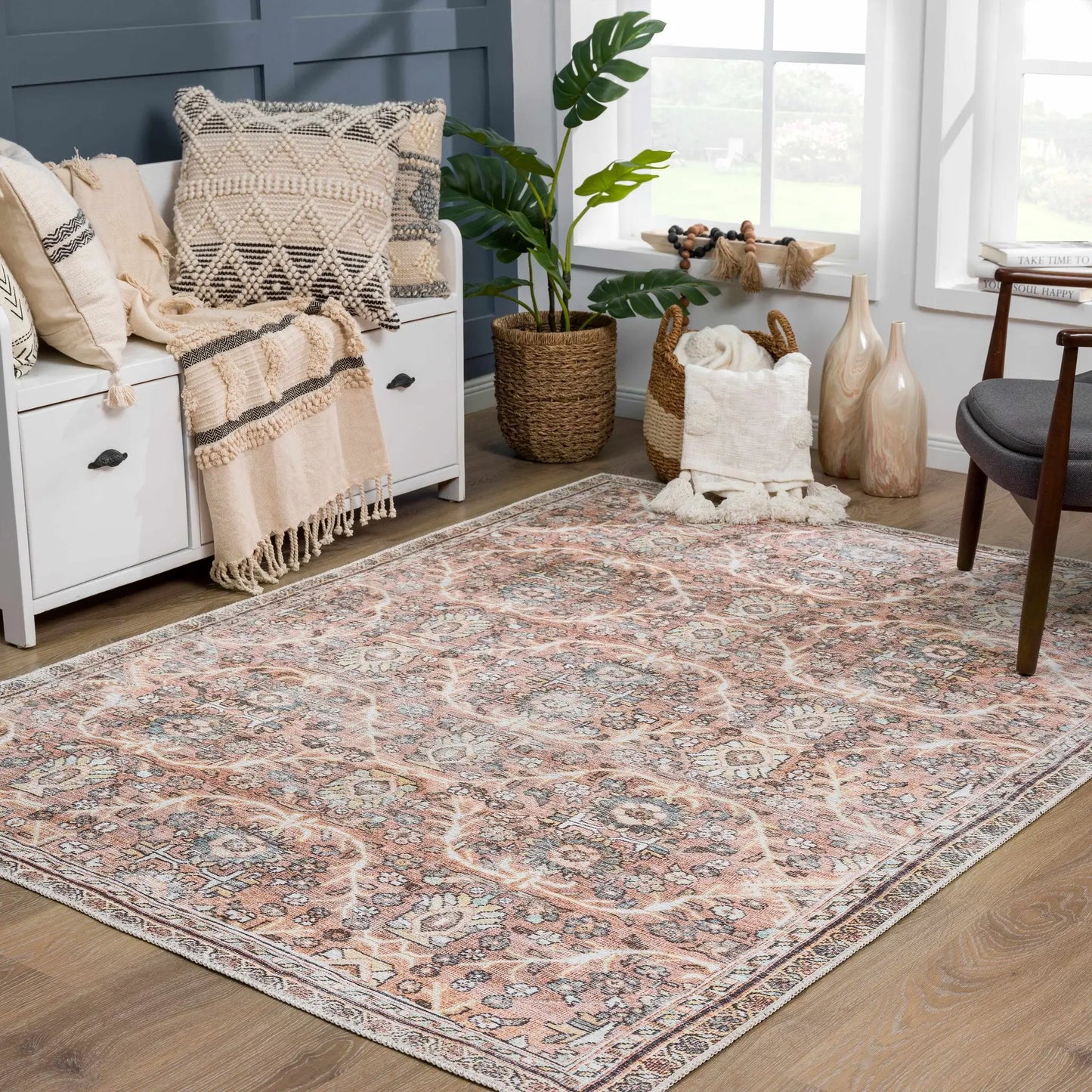 Urpi Rose & Brown Washable Area Rug from PriceLows™