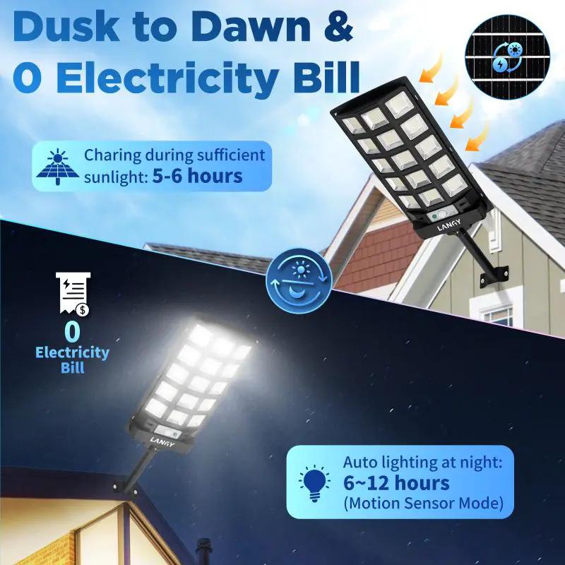 Solar Outdoor Dusk To Dawn Lights | 60W 90W | 10000mAh Battery