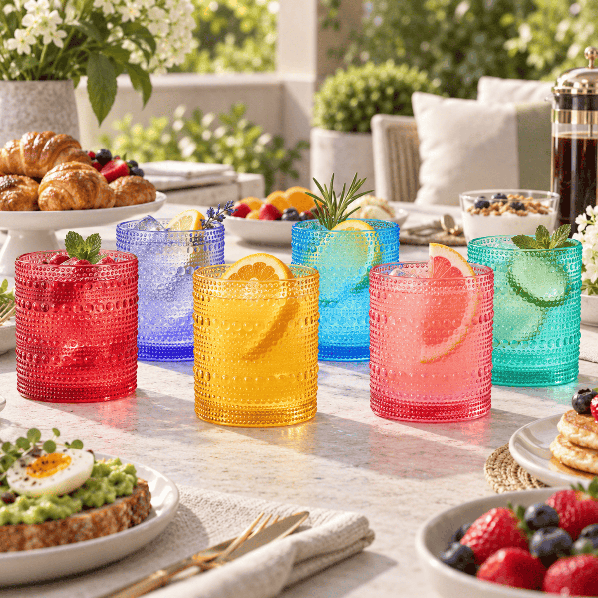 Madrid Acrylic Lowball Hobnail Glassware | 10 oz | Set of 6 | Acrylic